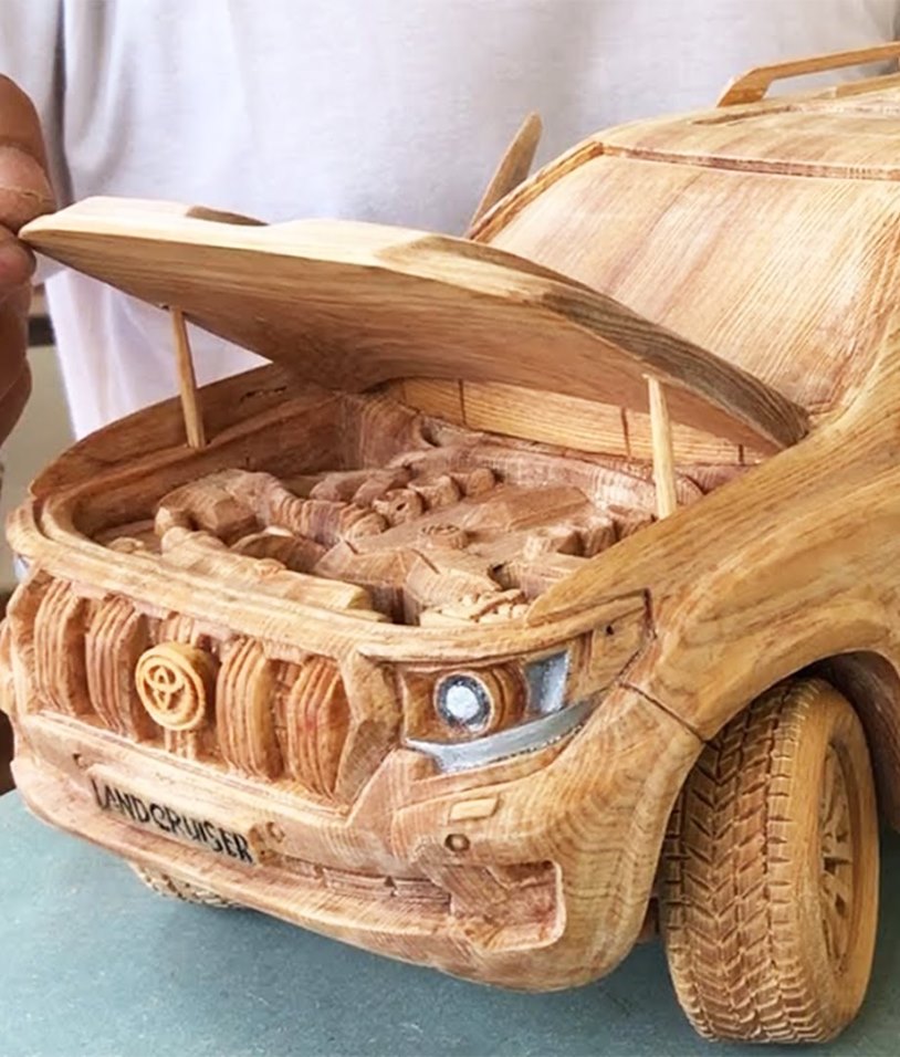Amazing Wood Carving Toyota PRADO Land Cruiser 2020 – Woodworking Art